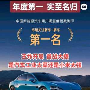 恭喜小米，中国新能源车第一名！