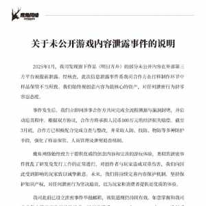 【公告】关于未公开游戏内容泄露事件的说明