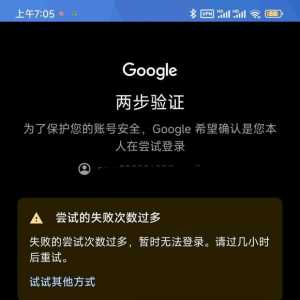 谷歌账号尝试的失败次数过多