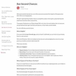 此次更新关于游戏封禁的最新规则